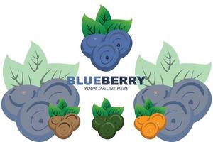 ilustración vectorial del logo de la fruta de arándano fruta fresca azul púrpura, disponible en el mercado puede ser para jugo de fruta o para la salud corporal, diseño de serigrafía, pegatina, pancarta, empresa de frutas vector