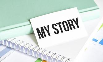 card with text MY STORY and charts photo