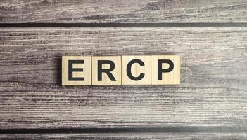 cubes with the word ERCP on them. Care concept. photo