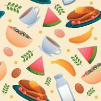 Colorful Breakfast Seamless Pattern vector