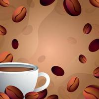 Brown Coffee Beans with Cup Background Template vector