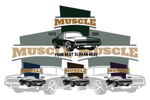 american classic car logo bundle set design, muscle automobile vehicle illustration vector