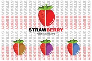 Vector of a Fruit Logo Strawberry Fresh Fruit Red Color, Available In The Market Can Be For Fruit Juice Or For Body Health Tastes Sour, Screen Printing Design, Sticker, Banner, Fruit Company