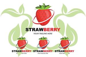 Vector of a Fruit Logo Strawberry Fresh Fruit Red Color, Available In The Market Can Be For Fruit Juice Or For Body Health Tastes Sour, Screen Printing Design, Sticker, Banner, Fruit Company