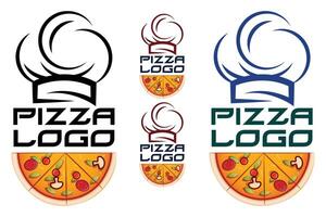 Pizza Food Logo Vector Design Originating From Italy, Made Of Wheat And Vegetables, Suitable For Stickers, Flayers, Backgrounds, Screen Printing, Food Companies