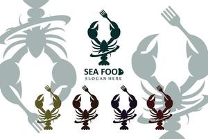 vector retro logo animales marinos langosta, mariscos, diseño de ilustración adecuado para pegatinas, serigrafía, pancarta, empresa de restaurantes