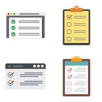 Checklist icons set flat vector isolated