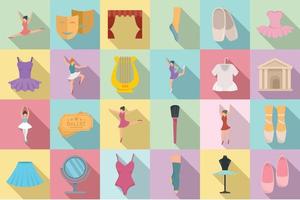 Ballet icons set, flat style vector