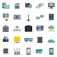 Remote access icons set flat vector isolated