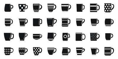 Mug icons set simple vector. Coffee cup vector