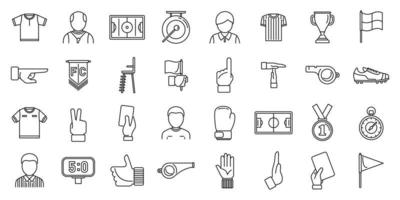 Match referee icons set outline vector. Player card vector