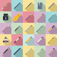 Calligraphy tools icons set flat vector. Paint nib vector