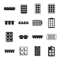 Ice cube trays icons set simple vector. Cool container vector