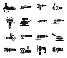 Grinding machine icons set simple vector. Build construct vector