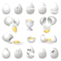 Eggshell icons set cartoon vector. Broken egg vector