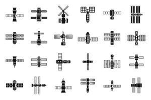 Space station communication icons set, simple style vector