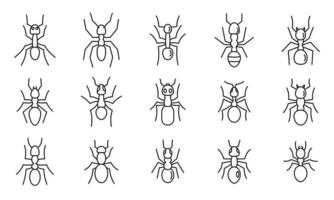 Wild ant icons set, outline style vector