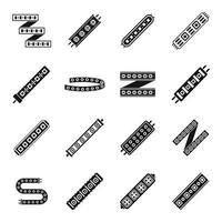 Los iconos de luces de tira LED establecen un vector simple. módulo led