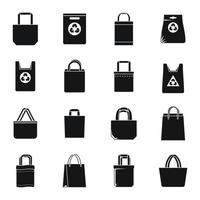 Modern eco bag icons set, simple style vector