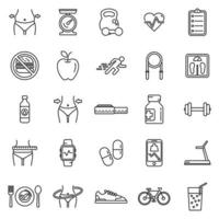 Slimming icons set outline vector. Weight loss vector