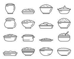 Mashed potatoes icons set outline vector. Food breakfast vector