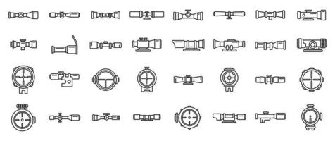 Telescopic sight icons set outline vector. Sniper scope vector