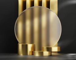 3D rendering abstract luxury gold platform podium product presentation backdrop photo