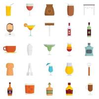 Bartender icons set flat vector isolated