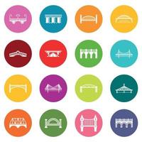 Bridge icons set colorful circles vector