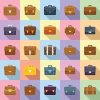 Briefcase icons set flat vector. Office bag vector