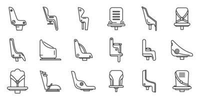 Child seat bike icons set outline vector. Adult bicycle vector