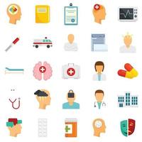 Mental hospital icons set flat vector isolated