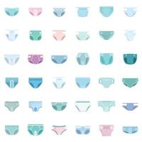 Diaper icons set flat vector isolated