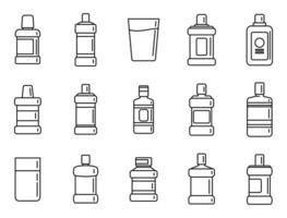 Mouthwash icons set outline vector. Health care vector