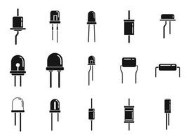 Diode icons set simple vector. Anode light vector