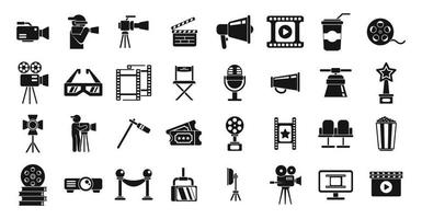 Cinematographer icons set simple vector. Cinema movie vector