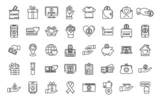 Charitable giving icons set outline vector. Donate food vector