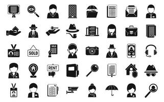 Agent icons set simple vector. Camera detect vector