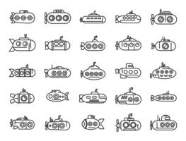 Submarine icons set outline vector. Periscope guard vector