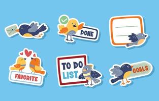 Set of Journaling Sticker of Bird Themed vector