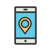Locate on Mobile Filled Line Icon vector