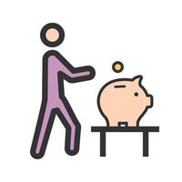 Man Saving Money Filled Line Icon vector