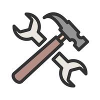 Wrench and Hammer Filled Line Icon vector