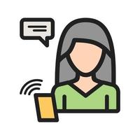 Woman Talking on Call Filled Line Icon vector