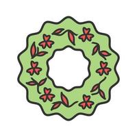 Roses Wreath Filled Line Icon vector