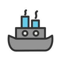 icono de línea llena de barco de vapor vector