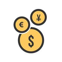 Currency Filled Line Icon vector