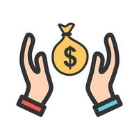 icono de línea llena de dinero seguro vector