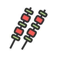 BBQ Stick Filled Line Icon vector