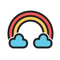 Cloudy with Rainbow Filled Line Icon vector